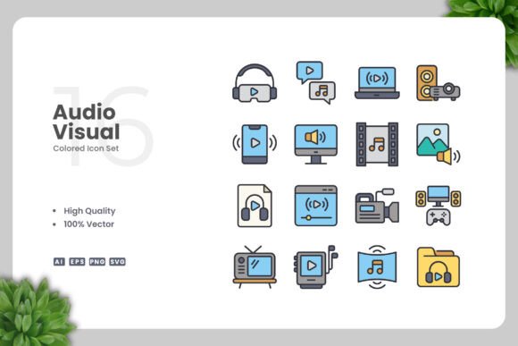 Audio Visual Color Icons for Every Need