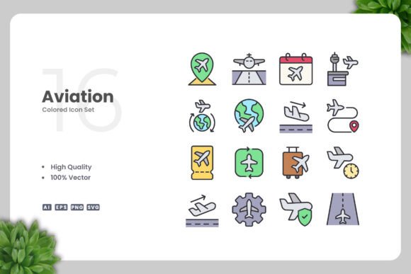 Aviation Color Icons: A Versatile Design Resource for Modern Creatives