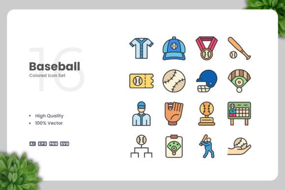 Baseball Color Icons: A Simple and Clean Design for Every Project
