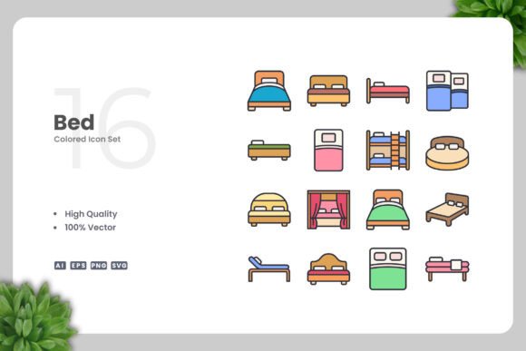 Bed Color Icons: Simple Design for Every Project