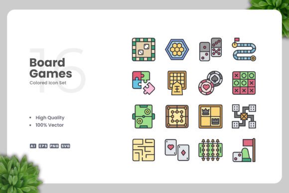 Board Games Color Icons for Professional and Creative Workflows