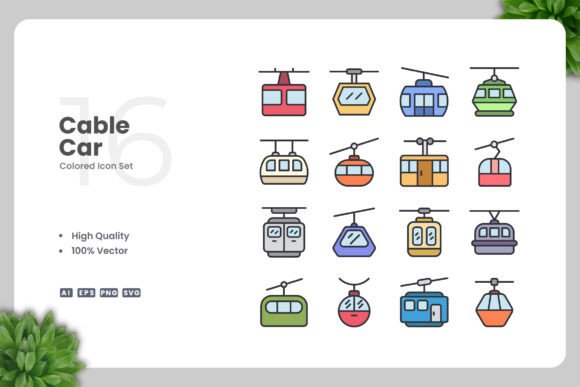 Cable Car Color Icons for Every Creative Need