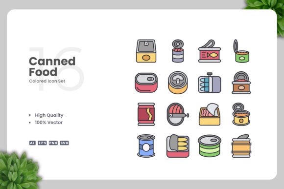 Canned Food Color Icons: A Modern Design Solution for Diverse Applications