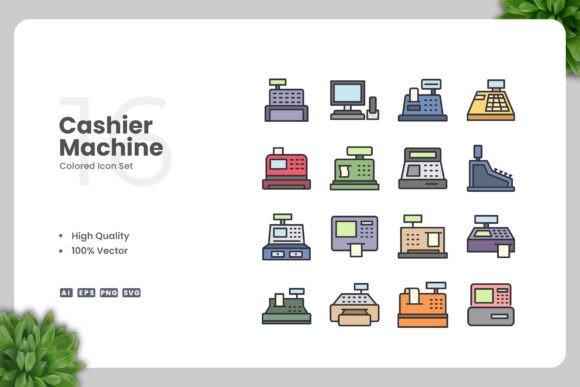 Cashier Machine Color Icons: A Versatile Design Solution for Modern Projects