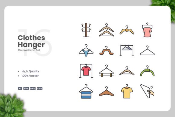 Clothes Hanger Color Icons for Modern Design Needs