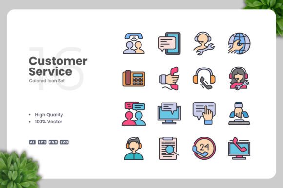 Customer Service Color Icons: A Simple and Clean Design for Every Project