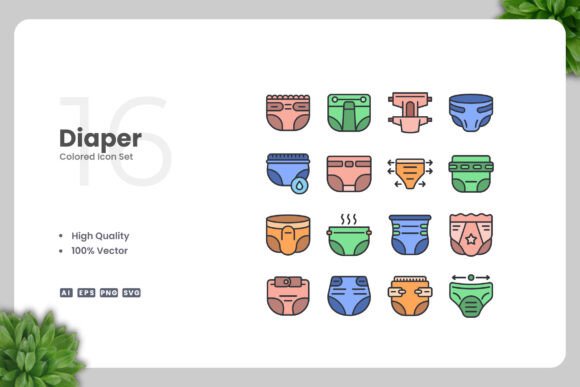 Diaper Colored Icons: A Versatile Design Resource for Modern Creatives