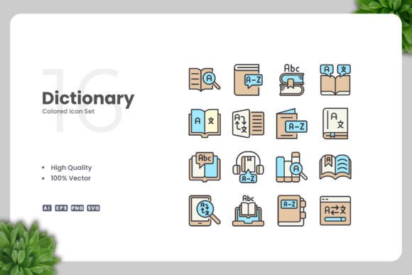 Dictionary Colored Icons: A Versatile Design Tool for Modern Projects