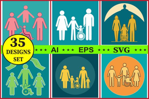 Diversity Disability Care Icon Set: Enhance Your Projects with Inclusive Design
