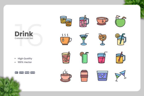 Drink Color Icons for Modern Design Projects