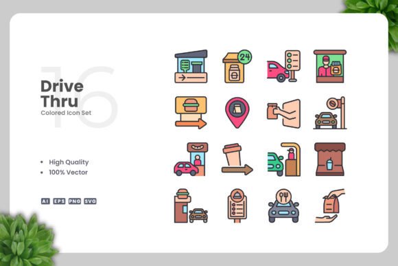 Drive Thru Colored Icons: A Versatile Design Solution