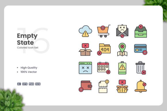 Empty State Color Icons for Modern Design Projects