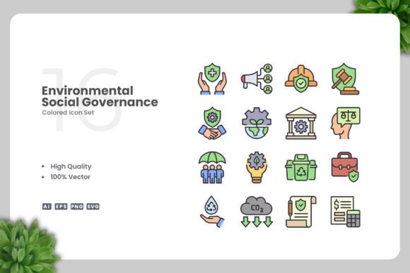 Environmental Social Governance Icons for Modern Workflows