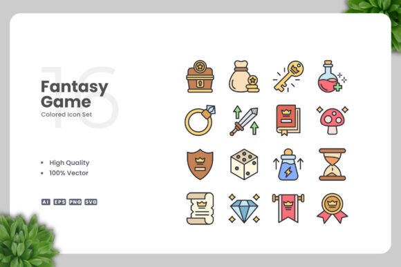 Fantasy Game Color Icons: A Versatile Design Resource