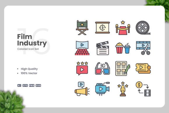 Film Industry Color Icons for Creative Projects