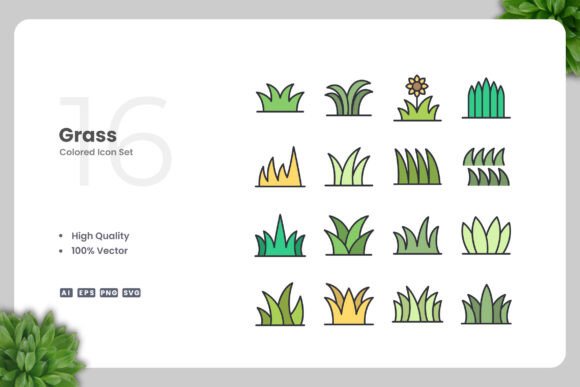 Grass Colored Icons for Creative Projects