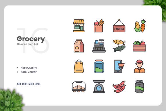 Grocery Color Icons: A Versatile Design Resource for Modern Projects