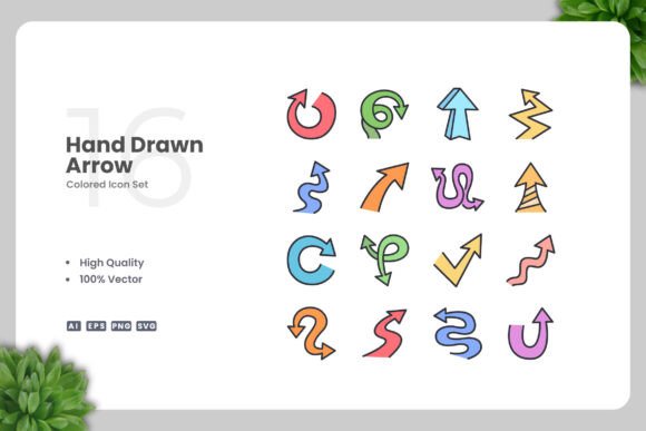 Hand Drawn Arrow Colored Icons