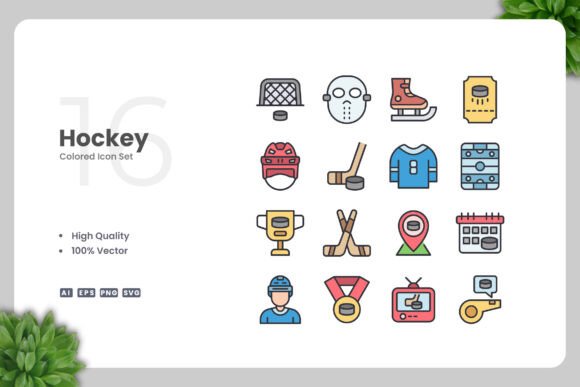Hockey Colored Icons for Every Creative Need