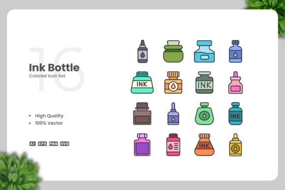 Ink Bottle Colored Icons: A Versatile Design Solution for Modern Projects