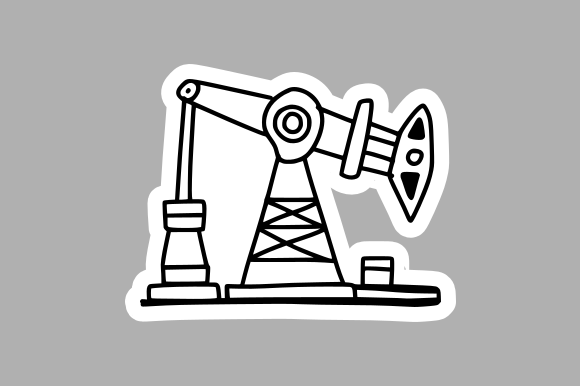 Monochrome Oil Rig Sketch: A Versatile Design Asset