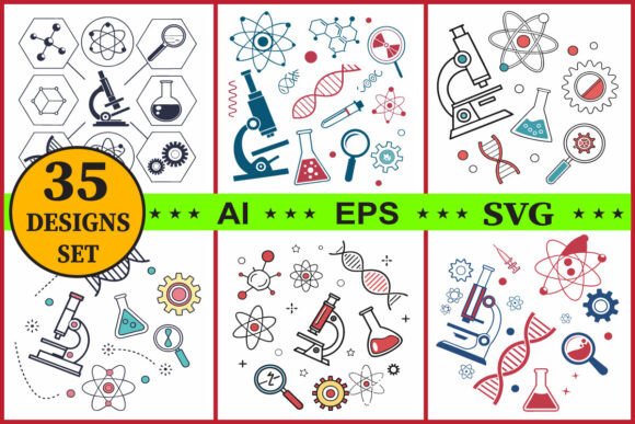 Science Lab Equipment Icon Clipart Set